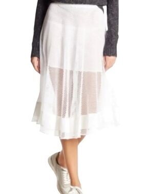 Rebecca Minkoff White net Midi Skirt with Flared Hem size 4
